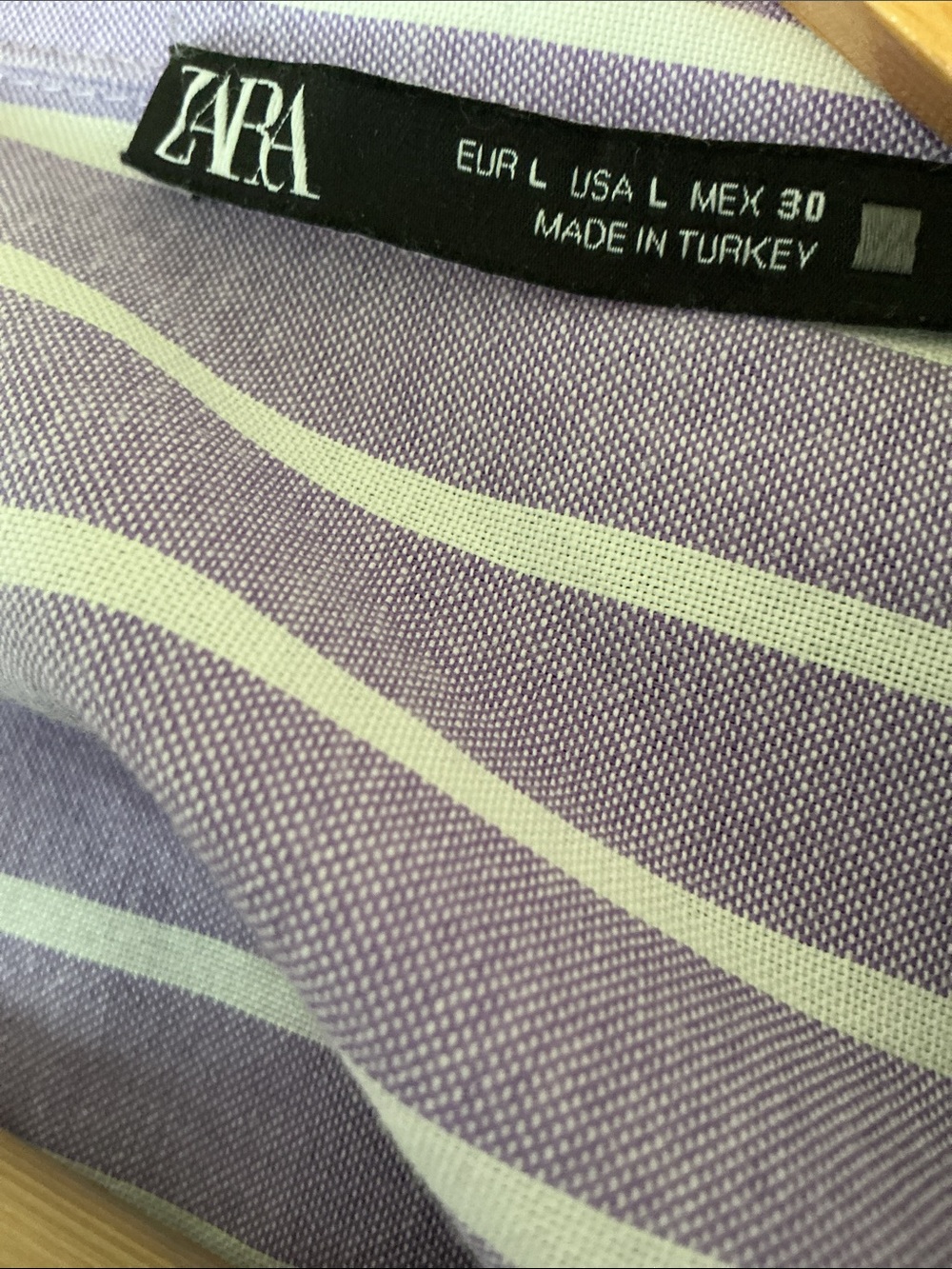 Zara Lavender and White Oversized Striped Button-Down Shirt - Picture 3 of 3